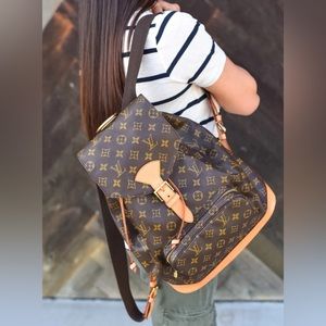 Authentic Louis Vuitton Women's Backpack Montsouris GM, Monogram canvas, Brown.